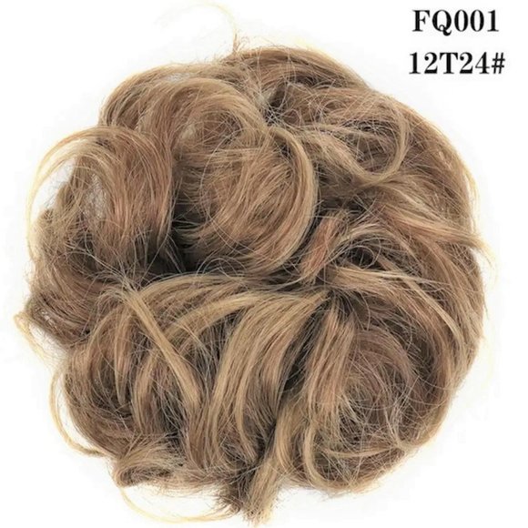 Bun Messy Hair Pieces Extensions Curly Synthetic Updo Lightest Brown Blended - Picture 10 of 11